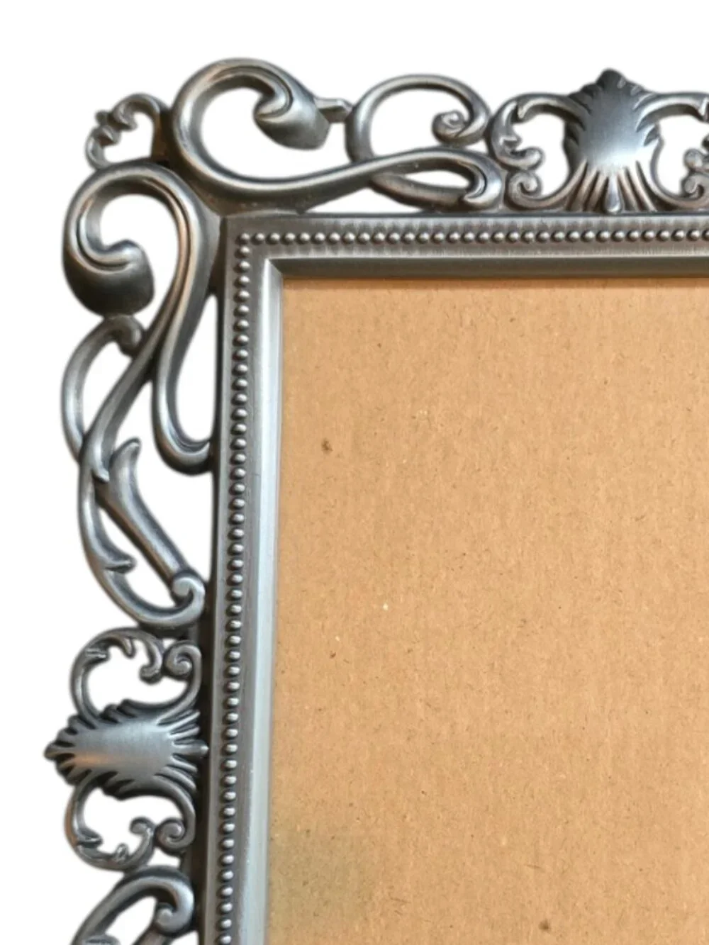 Ornate Silver Picture Frame Vintage Style Baroque Scroll Photo Frame Tabletop